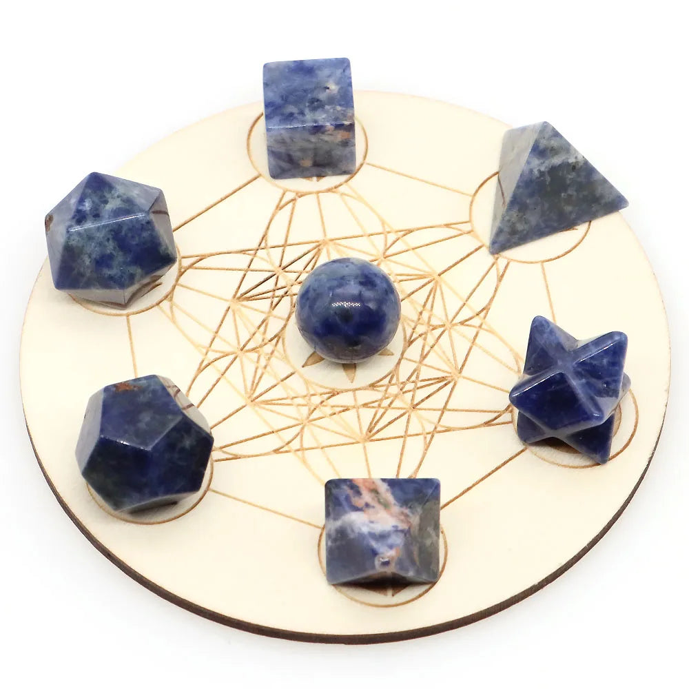 7Pcs Platonic Solid Sacred Stones Geometry Set Natural Crystals Reiki Healing Chakra Gemstones Lucky Home Decoration Gifts