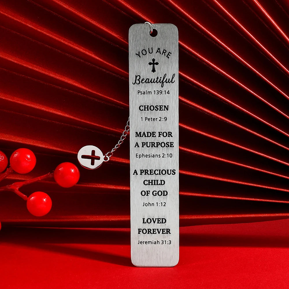 Religious Stainless Steel Bookmarks with Charms，Durable Page Markers for Christians, Bible Readers & Gift - Givers
