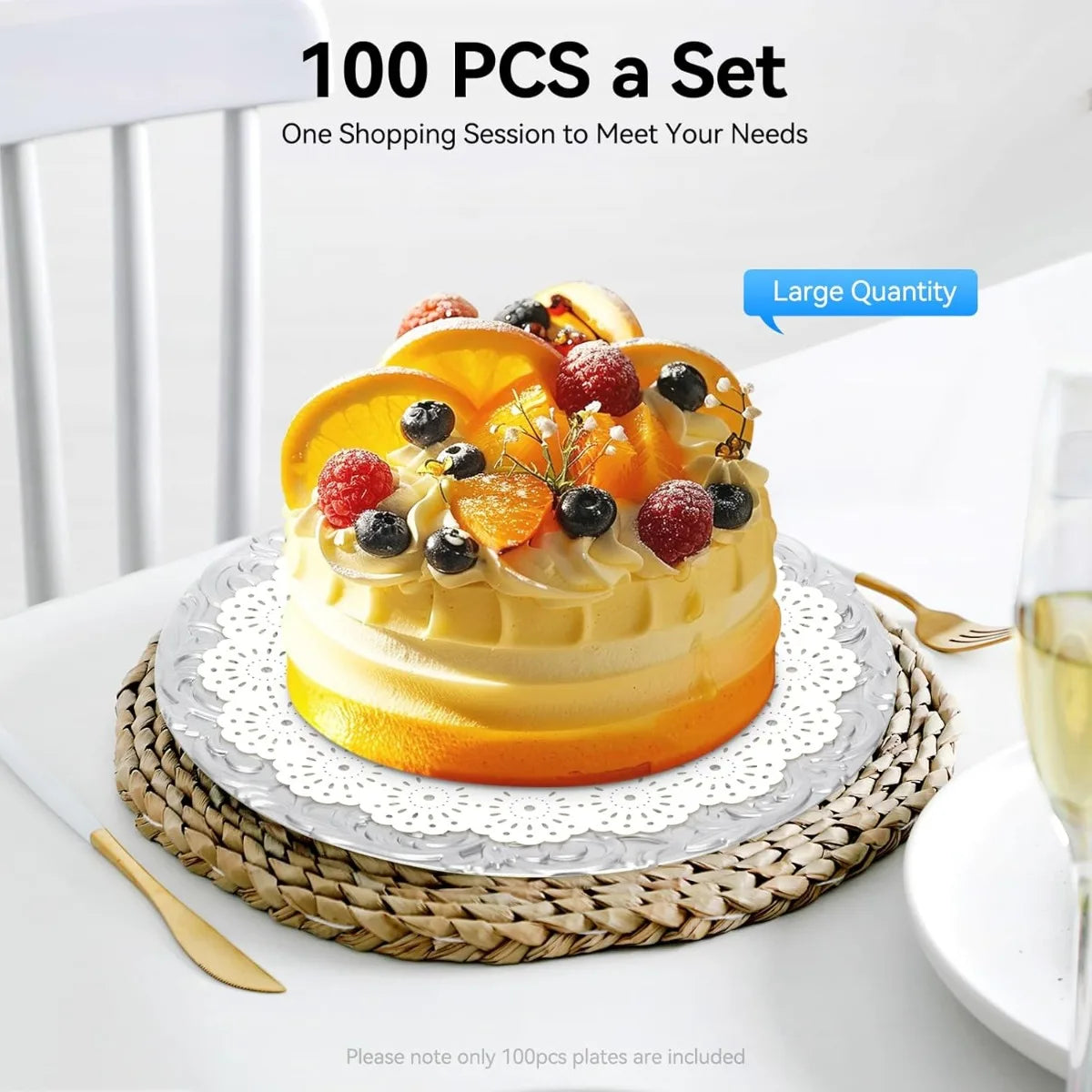 100 Pack 13 Inch Round Charger Plates Set,Reusable Serving Plates, Round Floral Plates, Dinner Plates For Wedding,Parties