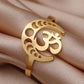 Dawapara Buddhism Spiritual OM Ohm Symbol Adjustable Ring Spiral Sacred Geometry Finger Ring Stainless Steel Jewelry