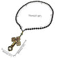 HTISOK Orthodox Crucifix Gold Cross Necklace Wooden Rosary Beaded Chain Religious Jesus Prayer Jewelry