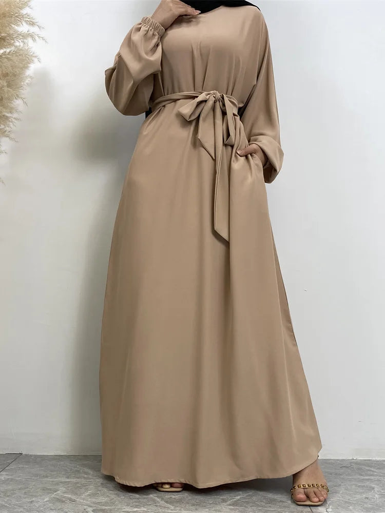 Hot Selle Simple Style Moroccan Dresses Kaftan Turkey Solid Color Gulf Abayas Islamic Women Long Dress Muslim Saudi Robe Ramadan