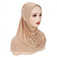 Trendy Muslim Instant Hijab Beads Bonnet Stretch Scarf Islamic Headband Jersey Hijab Headwrap Turbante for Women