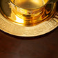 HTISOK Premium Gold-Tone Orthodox Eucharist Set: Communion Disc & Spoon, Engraved Liturgical Vessels for Church Use and Devotion