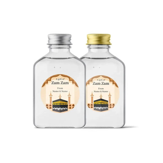 Personalised ZamZam Water Bottle Stickers Hajj Umrah Mubarak Eid Label Box Bag Seal Muslim Ramadan Kareem Celebration