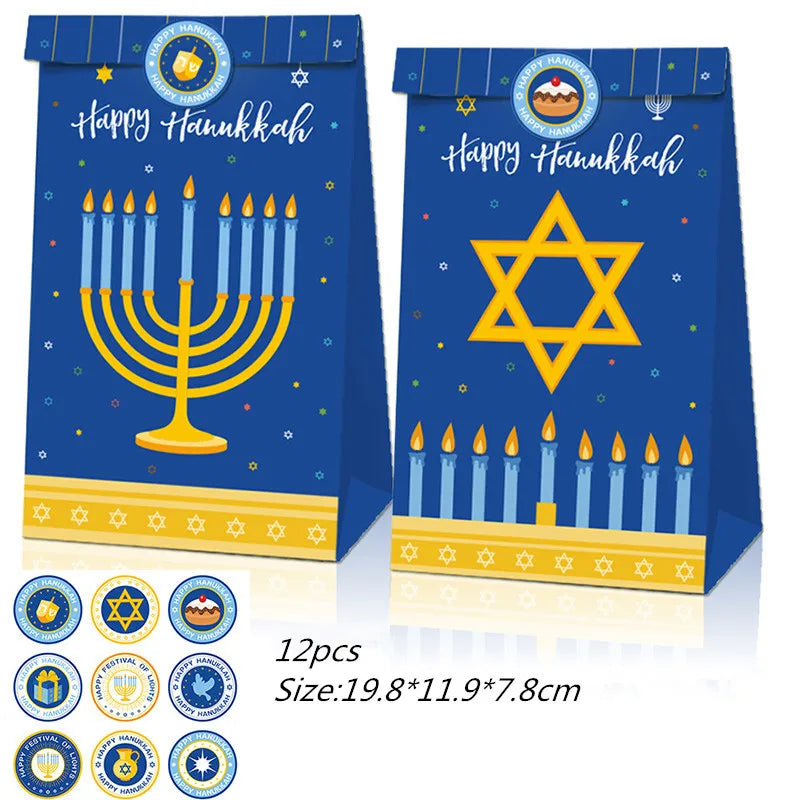 Jewish Hanukkah Birthday Party Decoration Cake Topper Balloon Candle Chanukah Party Supplies Tableware Banner Backdrop