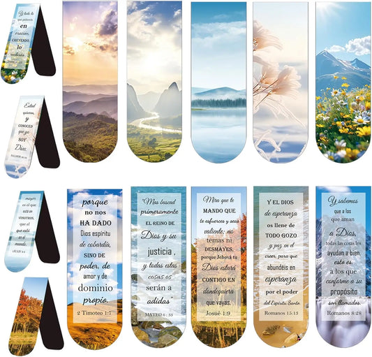 Spanish Bible Magnetic Bookmarks Christian Scenery Magnet Bookmark Clips Bible Page Markers for  Book Lovers Reading 20pcs