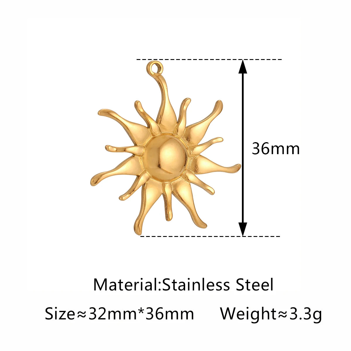 3Pcs Large Casting Vortex Face Sun Charms Stainless Steel Heart Celestial Pendants Fashion Jewelry Making DIY Bracelets Necklace