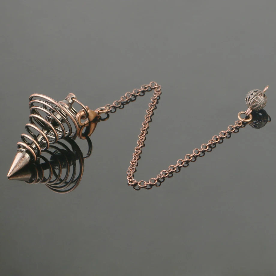 Silver Color Copper Metal Pendulum for Dowsing Divination Energy Reiki Healing Pointed Meditation Witch Spiritual Pendulos X092