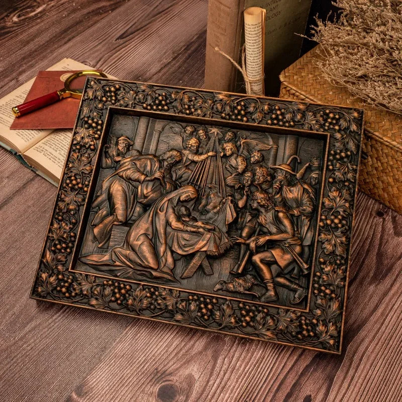 Wooden Religious Mural Nativity Scener Birth of Jesus Home Wall Decor Gift