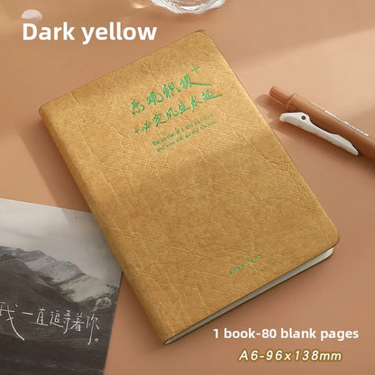 No Anxiety Pleated Leather Face Book A6 Blank Thickened Pocket Notebook Stamp Collection Diary Travel Stamp Book