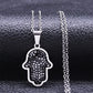Greek Eye Fatima Hand Necklace for Women Men Stainless Steel Turkish Evil Blue Eye Protection Chain Islamic Jewelry  N8041S01