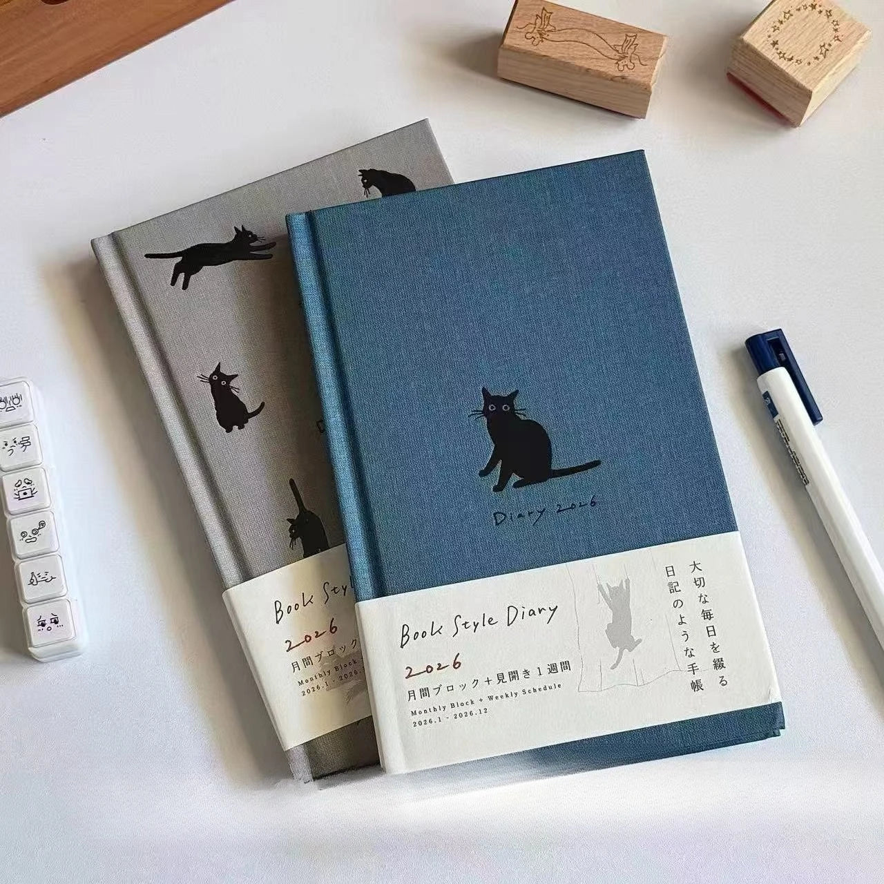 2026 Cute Cat Simple Time Management Weekly Planner Color Page Design Stylet Diary School Specific Notebook