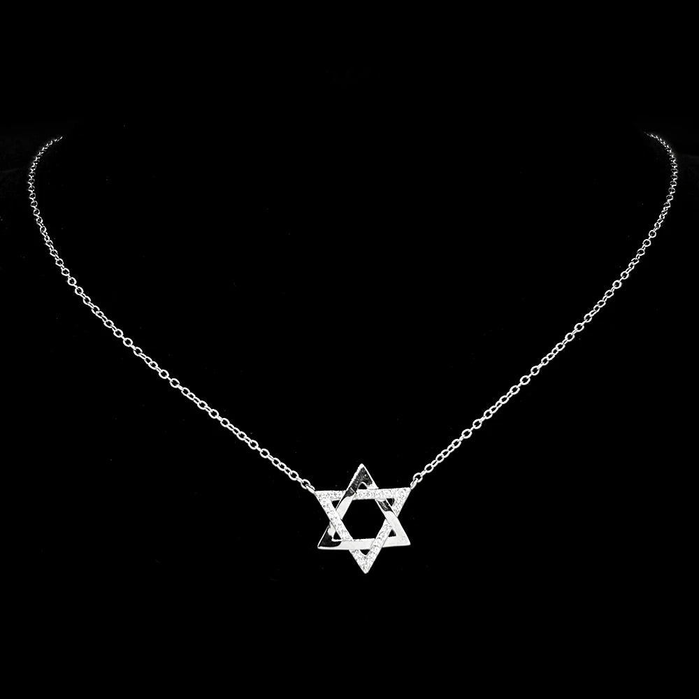 925 Sterling Silver Jewish Star of David Zircons Pendant Necklace for Women Silver Color Choker Chain Israel Magen Jewelry Gift