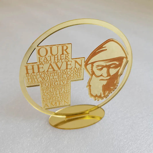 10pcs 10cm Mirror Acrylic Saint Charbel God Bless of The Lord's Prayer Christening & Baptism Decor