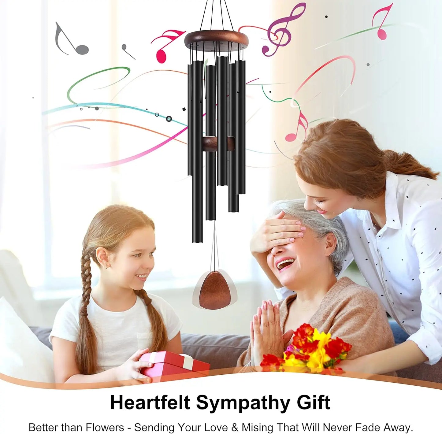 28 Inch WindChimes Outdoor with 6 Tuned Tubes WindChimes with Wind Catcher Wind Chime for Yard Patio Garden Home Decoration Gift
