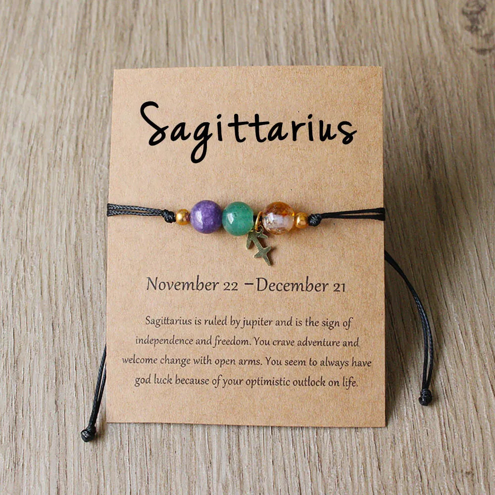 US  Aries Taurus Gemini Cancer Leo Virgo Libra Scorpio Sagittarius Capricorn Aquarius Pisces Gifts for Women Zodiac Bracelet