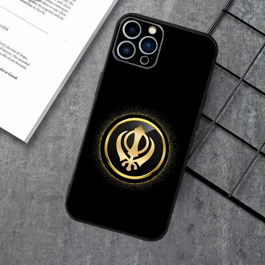Sikh Khanda Sikhism Phone Case For iPhone 16,15,14,13,12,11,XS,XR,X,8,7,Pro,Max,Plus,mini Silicone Black Cover