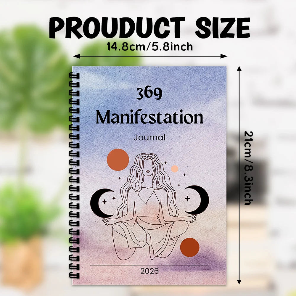 1PC Watercolor Meditating Figure Themed Spiral Notebooks, Calm 369 Manifestation Journal, for Personal Mindful Living Cultivatio
