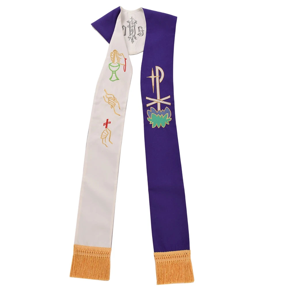 Priest Stole Clergy Costume Soutane Reversible Double Side Embroidery Church Scarf