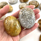 Natural Coral Jade Crystal Palm Stone Chakra Reiki Meditation Coral Palm Stone Polished Worry Stone