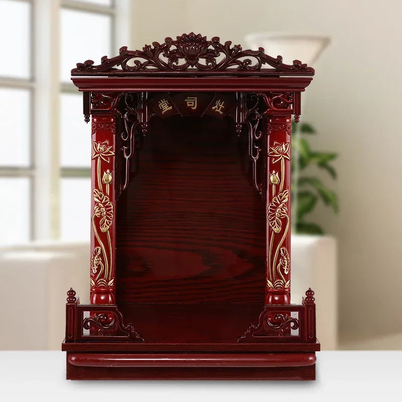 WallMounted Kitchen Shrine Wooden God Statue Altar Traditional Home Decor for Charity Hall & Spiritual Enshrinement