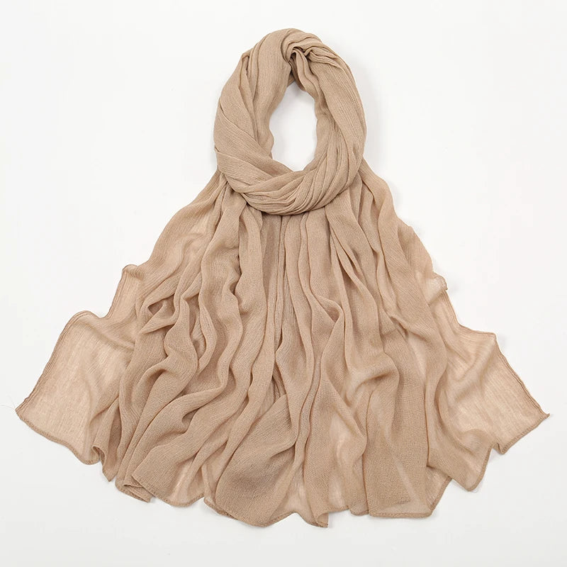 New Crinkle Rayon Hijab For Women Muslim Scarf Long Shawls Solid Islamic Turban Headband Heascarf Wraps Ramandan Headband