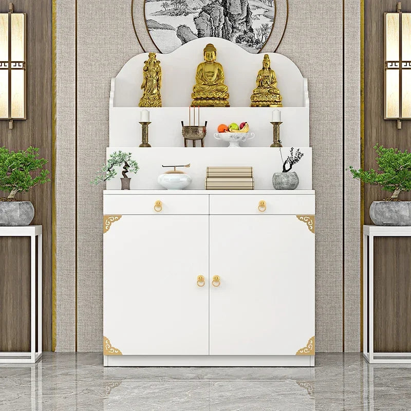 A  New Chinese Household Altar Incense Burner Table Economical Altar Three-Layer Heightening Buddha Shrine feng shui