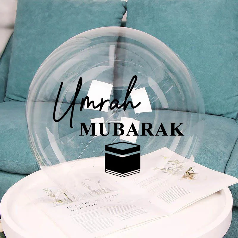 Custom Umrah Mubarak Balloon Helium Eid Balloons Sticker Muslim Islamic Festival Party DIY Decor Ramadan Kareem Decorations
