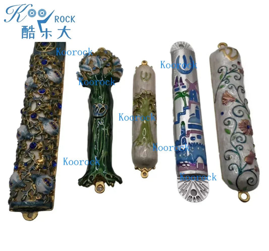 Handcrafted Enamel & Alloy Mezuzah Case with Kosher Scroll, Elegant Judaica Gift for Home Blessing & Doorpost Protection