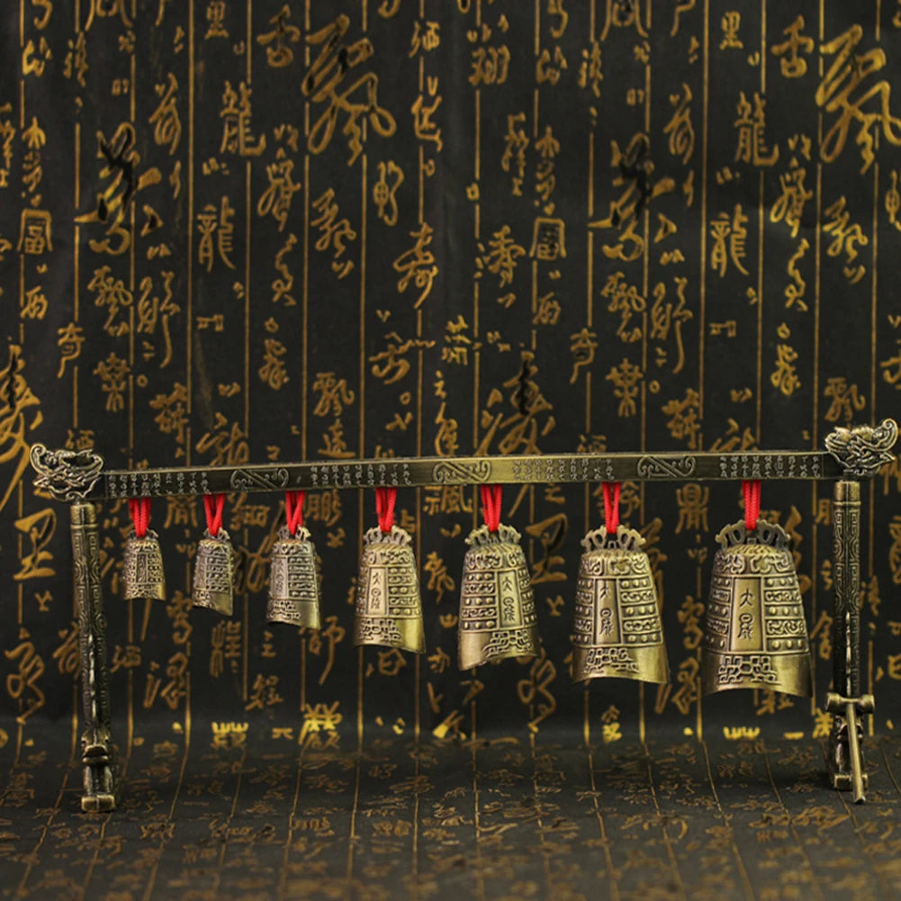 Bronze Meditation Gong With 7 Decorated Bells For Yoga Sound Healing And Relaxation Chinese Musical Percussion Instrument Set