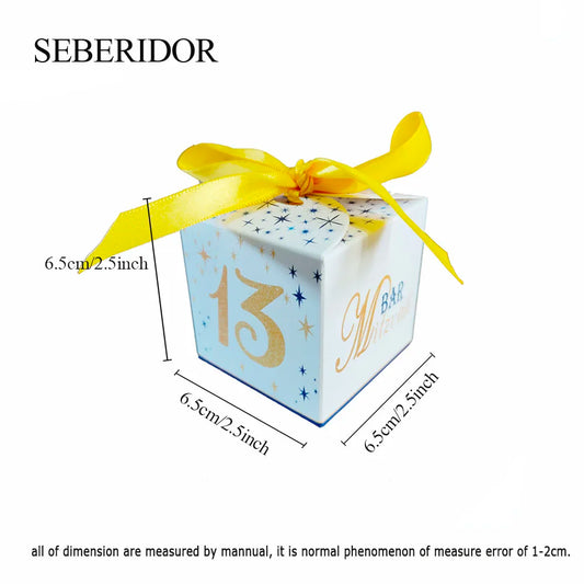 20PCS Kids Boy Bar Mitzvah Party Favor Mini Paper Guest Gift Candy Box Blue Girl 12th 13th Birthday Ceremony Events Decor