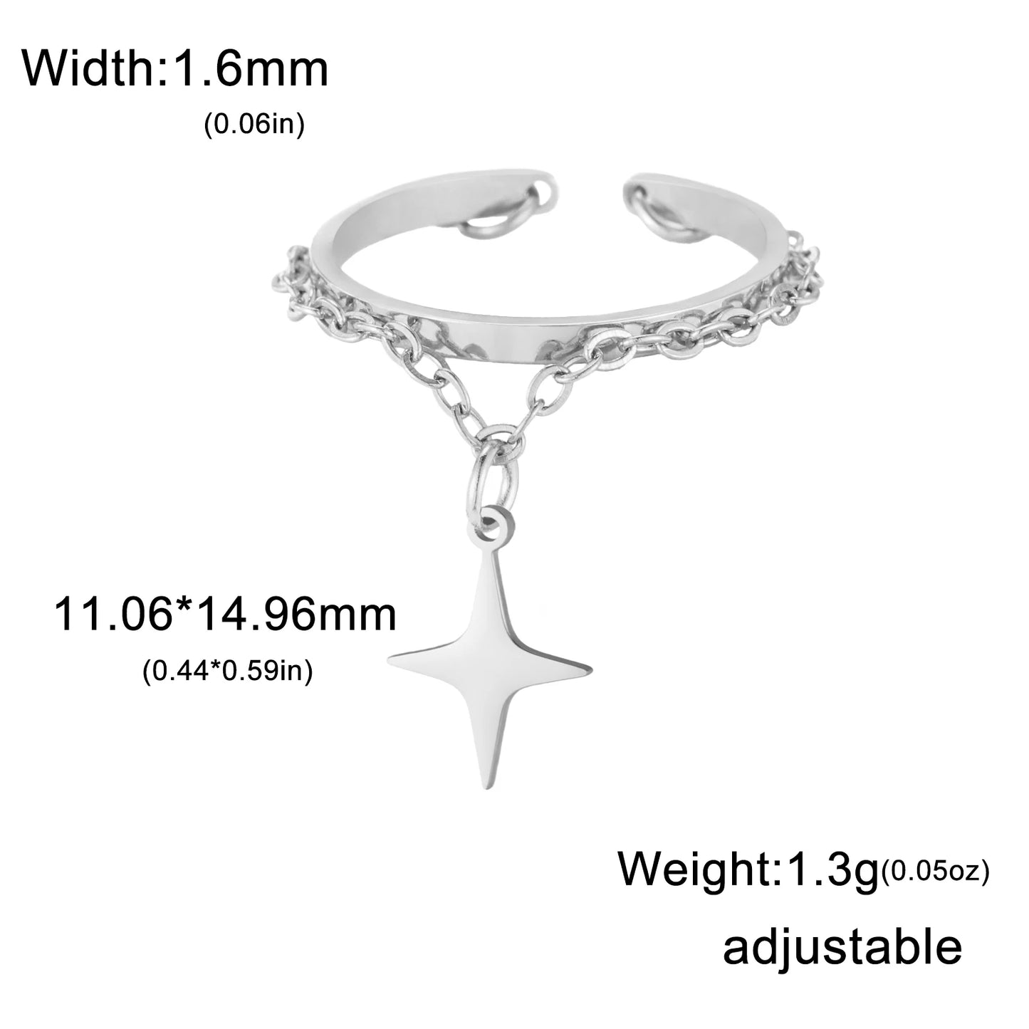 LIKGREAT Star of David Ring Jewish Hang Pendant Rings Stainless Steel Tetragram Cross Jewelry Jewish Gift for Women Men Gifts