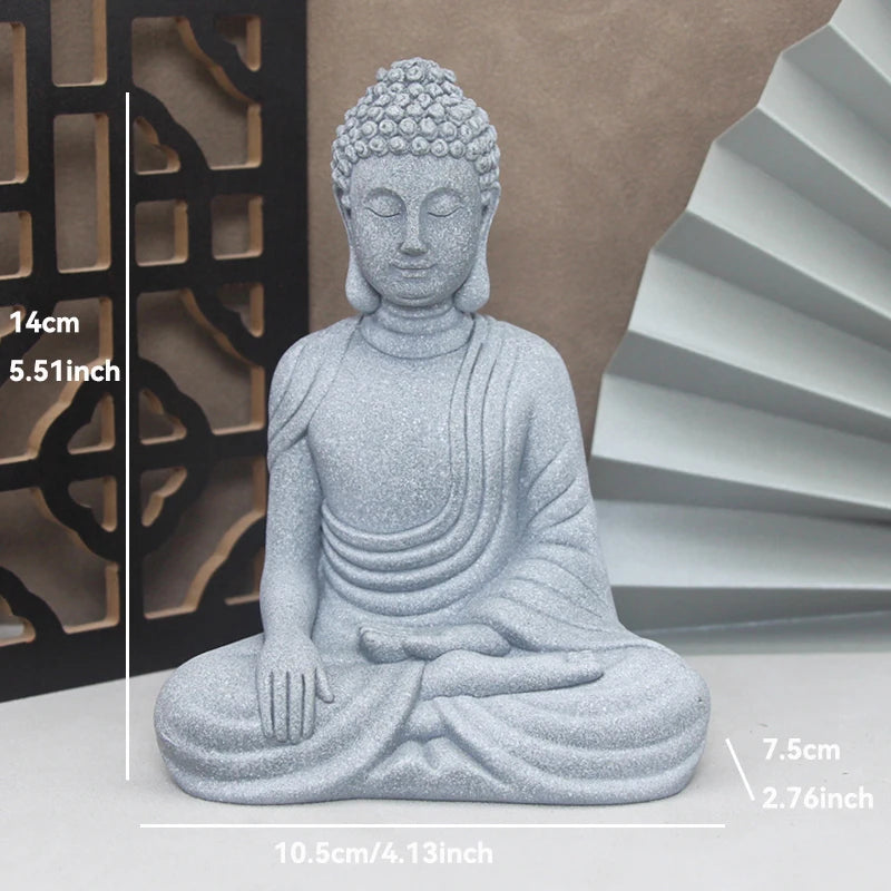 Buddha Stone Statue Little Buddhist Monks Tibetan Buddhism Figurines Zen Garden Ornament Meditation Home Aquarium Decoration