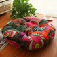 Thickened Round Cushion Cotton Linen Futon Bay Window Mat Tatami Cushion Ethnic Fabric Worship Mat Teahouse Yoga Floor Cushion