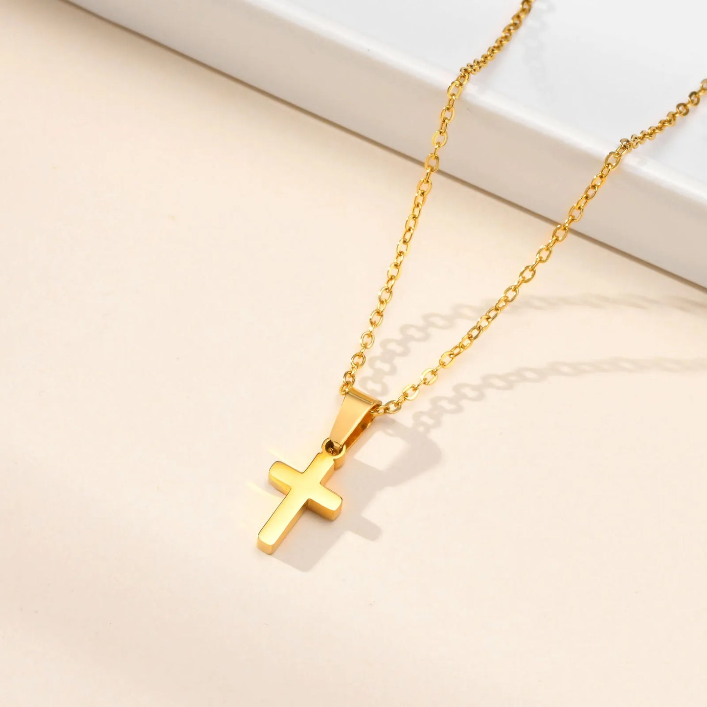 Vnox Stylish Stainless Steel Creative Cross Necklace, Classic Religious Women's Zircon Pendant, Fashion Jewelry Accessories