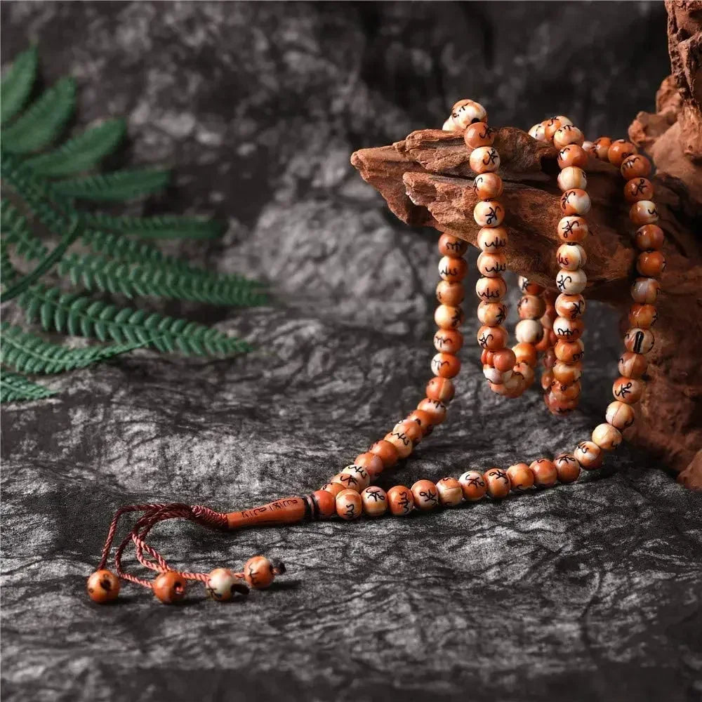 Muslim 8mm Rosary Tasbih 99 Beads Prayer Dhikr Misbaha with Names of Allah Muhammad Engraved In Islamic Religion Ramadan Gift