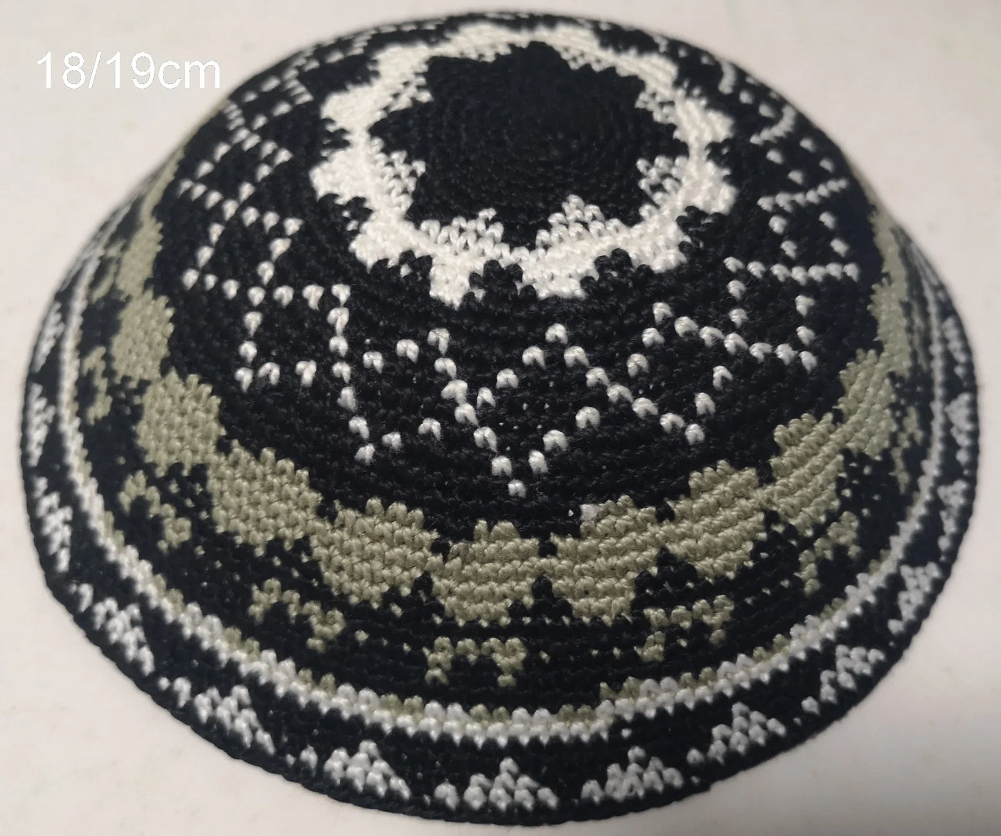 HIGH QUALITY HANDMADE KNITTED YARMULKE KIPPAH WHITE TOP PRICE PER PIECE