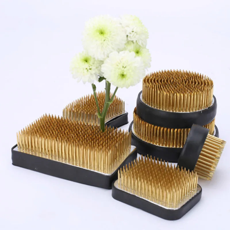 Multi-sizes Florist Floral Arrangement Copper Pin Frog Prong Brass Needle Fixed Tools Japanese Ikebana Kenzan Garden Bonsai Base