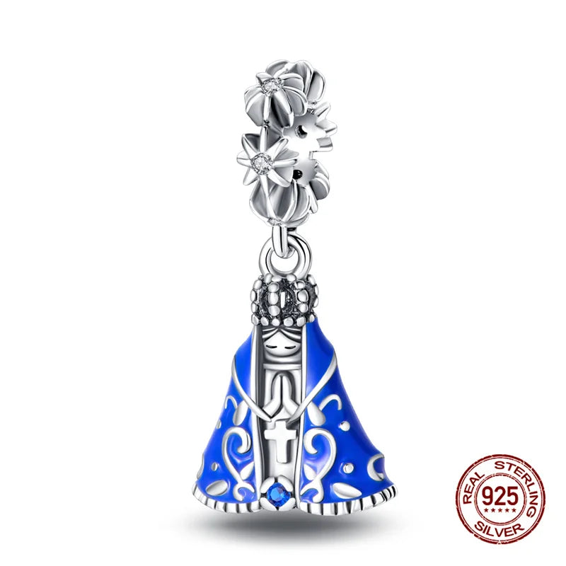 Charms Bead 925 Sterling Silver Virgin Mary Cross Pendant Bead Fit Original Bangle Bracelet DIY Fine Jewelry For Women Gift Hot