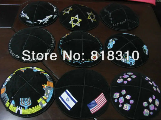 PRINTED SUEDE LEATHER KIPPAH JEWISH KIPPAH LEATHER YARMULKE KIPPAH