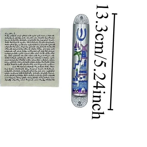 Handcrafted Enamel & Alloy Mezuzah Case with Kosher Scroll, Elegant Judaica Gift for Home Blessing & Doorpost Protection