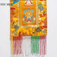 1Pcs Tibetan Style Embroidered Flags,1.4m Auspicious Dragon Pattern Home Decor Hanging Banner Buddhist Item Altar Prayer Flags