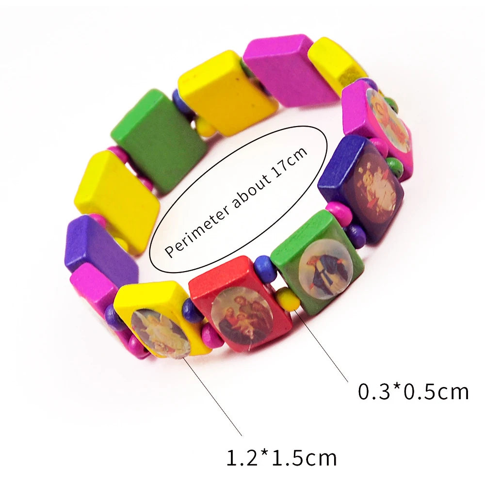 1PCS 3colors Saints Religion rosary Wooden Bracelets Fashion Wooden Jesus Bracelet Wooden Rosary Religious Jewelry For Womengifs