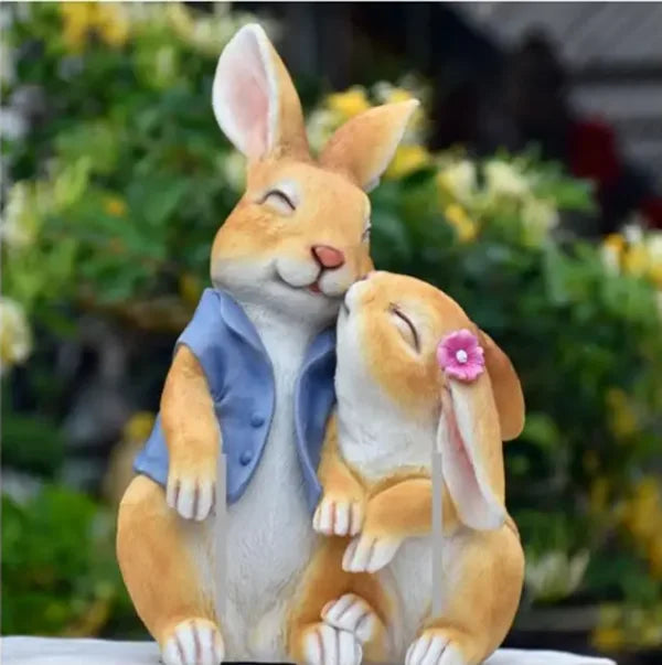 Pastoral Simulation Animal Resin Rabbit Couple Ornament Outdoor Garden Balcony Figurines Crafts Courtyard Accessories Decoration