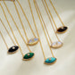 Luxury Natural Stone Evil Eye Pendant Necklace Inlaid Zircon Fashion Stainless Steel Clavicle Chain Jewelry Party Gift for Women