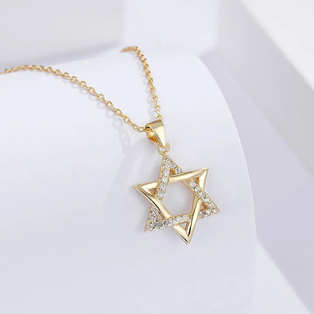 Monkton 925 Sterling Star of David Necklaces for Women Luxury Hollow Hexagonal Star Pendant Birthday Gift Talisman Fine Jewelry