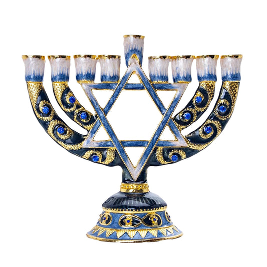 Blue Candlesticks for Hanukkah Menorah Candle Holder Candelabrum Candle Stand for Christmas Party Wedding Home Decor 9 Branch