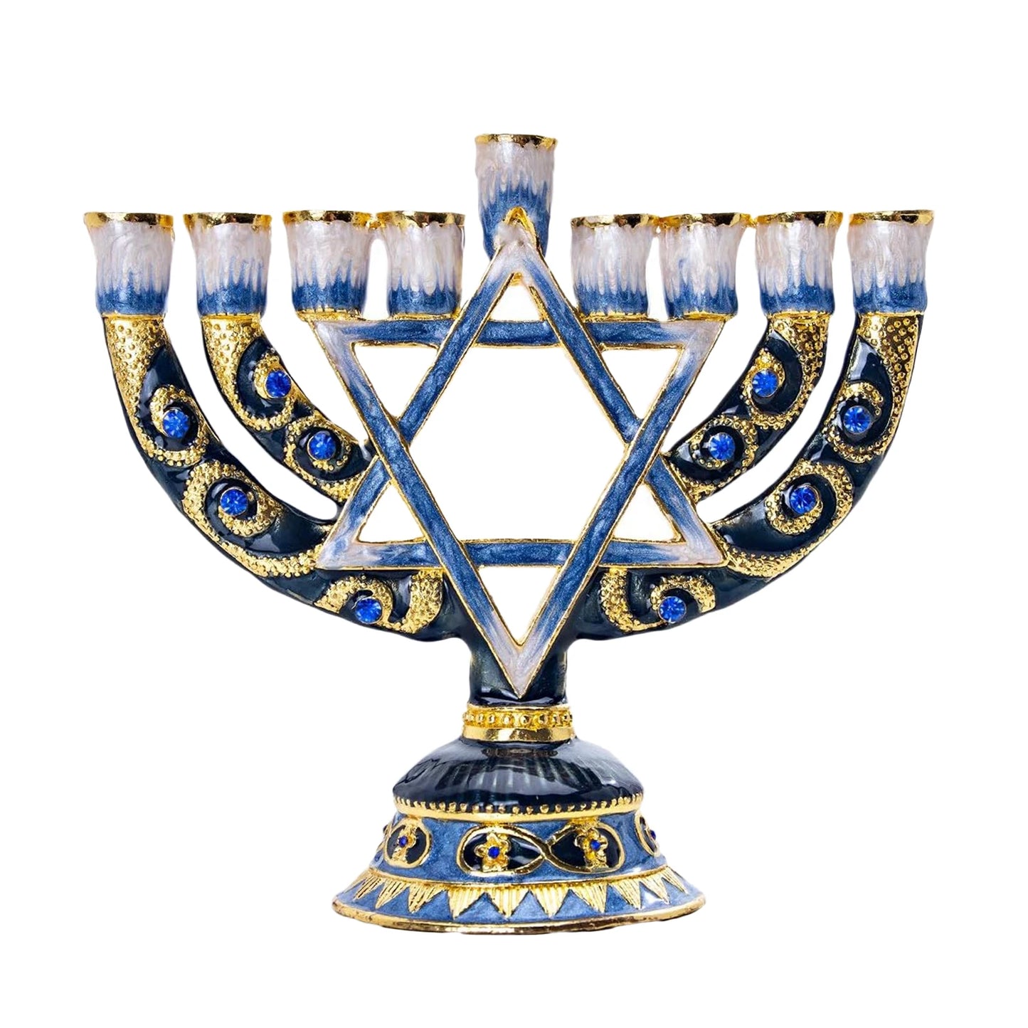 Blue Candlesticks for Hanukkah Menorah Candle Holder Candelabrum Candle Stand for Christmas Party Wedding Home Decor 9 Branch