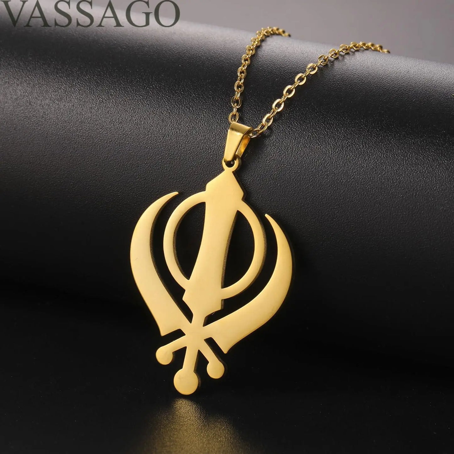Sikhism Necklace Sikh Khanda Sword Necklace for Women Men Stainless Steel Sikhs Necklaces Sword Symbol Pendant Religious Jewelry
